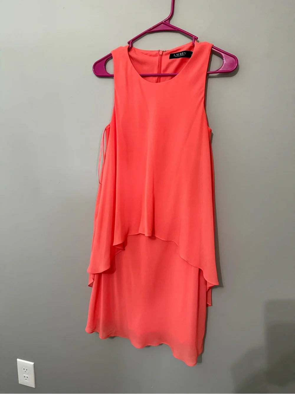 Lauren Ralph Lauren Coral High-Low Sleeveless Dress